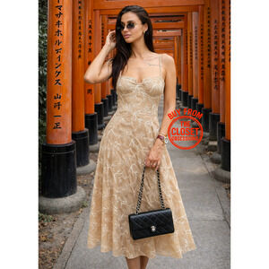 ZARA Blogger Fave Linen Blend Midi Dress NWT Ecru Beige